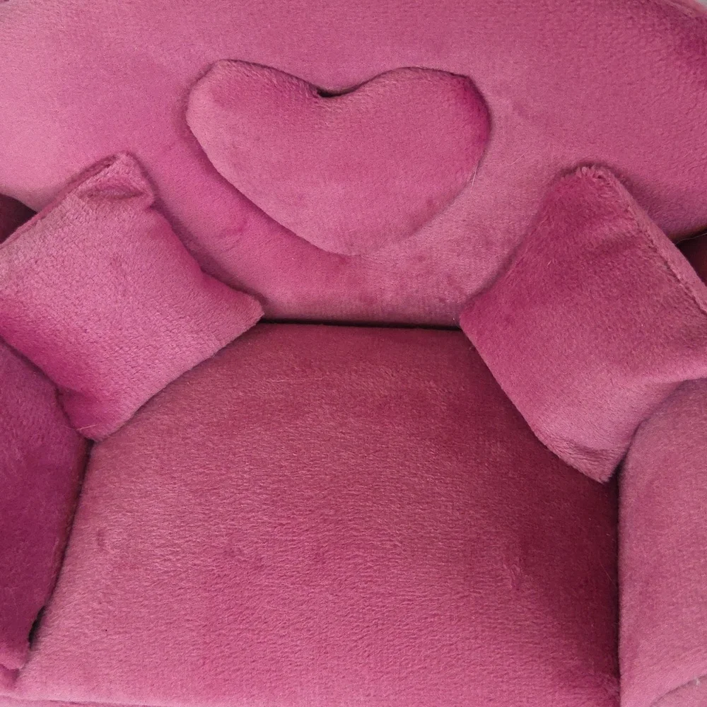 Pink Velvet Jewelry Box Couch Can Be Dolls Sofa Like New